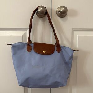 Elegant Blue and Brown Tote Bag